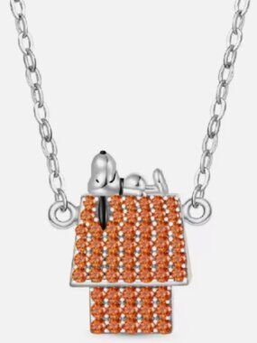 NWT Bling Snoopy Dog Cartoon Red House Pendant Charm w/ Chain Bracelet Necklace